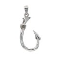 Large Men's Classic Barbed Fish Hook barb Pendant - Sterling Silver Large Men's Classic Barbed Fish Hook barb Pendant - Sterling Silver