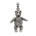 Teddy Bear Pendant Charm Movable Head, Arms & Legs - Large - Sterling Silver