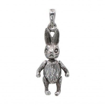 Moveable Rabbit Pendant Charm Arms, Legs & Head move in pure Sterling Silver - CH-6498