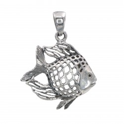 Filigree Angel Fish Pendant / Charm made in fine Sterling Silver