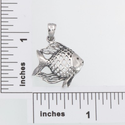 Filigree Angel Fish Pendant / Charm made in fine Sterling Silver - CH-66179