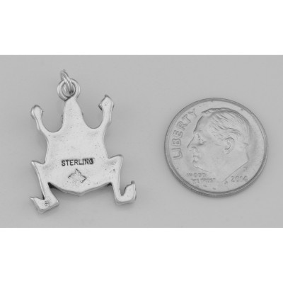 Vintage Style Frog Charm or Pendant - Stylized - Sterling Silver - CH-113
