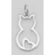 Cute Cat Charm with Heart - Pendant - In Fine Sterling Silver - CH-324