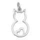 Cute Cat Charm with Heart - Pendant - In Fine Sterling Silver - CH-324