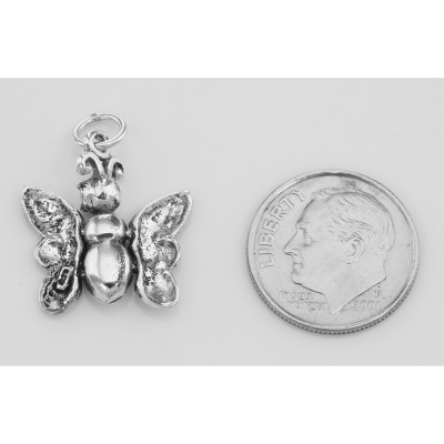 Movable Butterfly Charm Pendant - Moveable - Sterling Silver - CH-6079