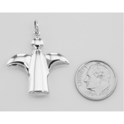 Stylized Angel Charm Pendant - Sterling Silver - CH-6123