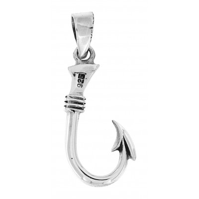 Small Barbed Fish Hook Pendant - Sterling Silver