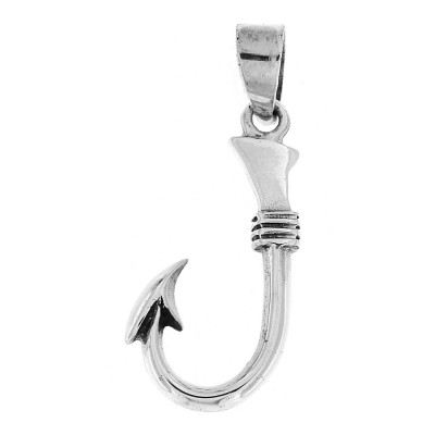 Small Barbed Fish Hook Pendant - Sterling Silver - CH-6189