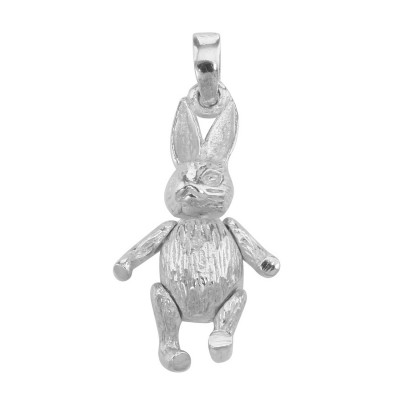 Moveable Rabbit Pendant Charm - Movable - Sterling Silver - CH-6498