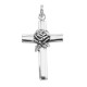 Cross Pendant with Rose Design - Sterling Silver - CR-208