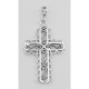 Twisted Rope Design Filigree Cross Pendant - Sterling Silver - CR-746