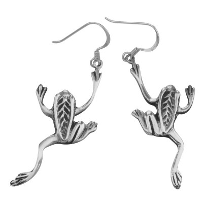Leaping Frog Earrings - Sterling Silver - E-4619