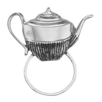 Eyeglass Holder Pin / Eye Glass Loop Brooch Tea Pot - Sterling Silver - EGP-833-TP