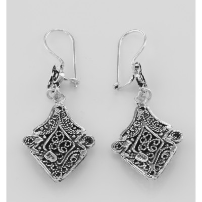 French Wire Moonstone Dangle Earrings - Sterling Silver - ET-033