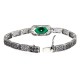Victorian Style Filigree Bracelet w/ Green Onyx & Diamond 7 1/4 Sterling Silver - FB-101-GR
