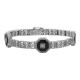 Art Deco Style Black Onyx and White Topaz Filigree Link Bracelet Sterling - FB-124-O