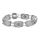 Victorian Style Camphor Glass Filigree Bracelet with Diamonds Sterling Silver - FB-21-CR