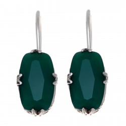 Green Onyx Filigree Earrings - Sterling Silver