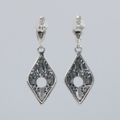 Classic Art Deco Style Sterling Silver 5mm Semi Mount Filigree Earrings - FE-110-SEMI