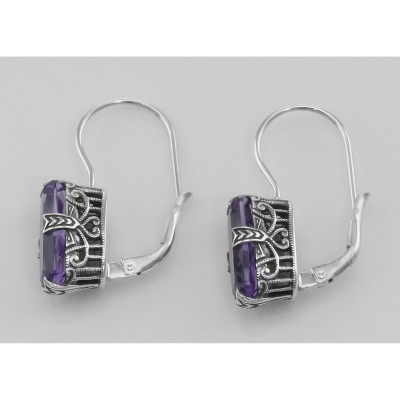 Amethyst Filigree Earrings - Sterling Silver - FE-1-AM