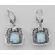 Art Deco Style Filigree 8 Carat TW Blue Topaz Earrings - Sterling Silver - FE-222-BT