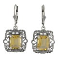 Victorian Style 8 Carat TW Citrine Filigree Earrings - Sterling Silver