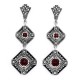 Art Deco Style Garnet Two Tiered Earrings Sterling Silver - FE-280-G