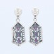 Art Deco Genuine Ruby and White Topaz Filigree Earrings - Sterling Silver - FE-366-R