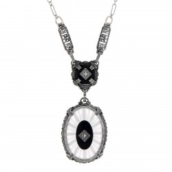 Sunray Crystal / Camphor Glass Jet  Diamond Necklace - Sterling Silver