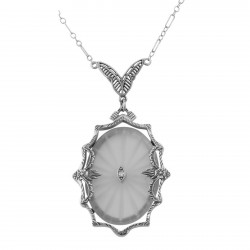 Sunray Crystal / Camphor Glass  Diamond Necklace - Sterling Silver