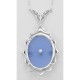 Blue Sapphire Colored Sunray Crystal  Diamond Necklace - Sterling Silver - FN-279-SR-B