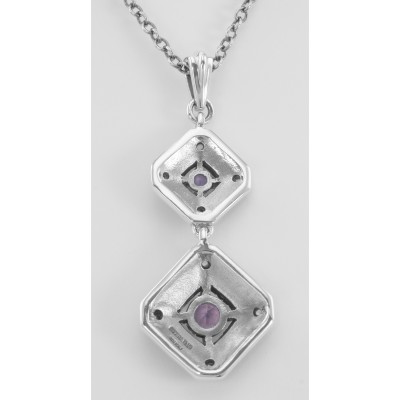 Art Deco Style Genuine Amethyst and Filigree Necklace - Sterling Silver - FN-280-AM