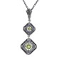 Art Deco Style Genuine Peridot and Filigree Necklace - Sterling Silver - FN-280-P