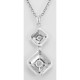 Art Deco White Topaz Filigree Necklace 18 Inch Chain Sterling Silver - FN-280-WT