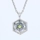 Art Deco Hexagon Filigree Green Peridot Pendant Adjustable Chain - Sterling Silver - FN-281-P