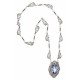Victorian Style Synthetic Aquamarine and Pearl Filigree Necklace Sterling Silver - FN-41