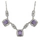 Art Deco Style 3 Gemstone Amethyst Filigree 17.5 Inch Necklace Sterling Silver - FN-45-AM