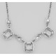 Art Deco Style 3 Gemstone White Topaz Filigree 17.5 In Necklace Sterling Silver - FN-45-WT