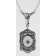 Art Deco Style Sunray Crystal Diamond Pendant and Chain - Sterling Silver - FN-69-SR
