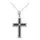 Beautiful Black Onyx Cross with Diamond Accent Center - Sterling Silver - FP-2-O