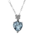 Filigree Heart Shaped Blue Topaz Pendant - Sterling Silver