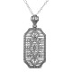 Art Deco Style Diamond Pendant with Chain - Sterling Silver - FP-22