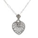 Classic Filigree Heart Pendant w/ Genuine Diamond Center  and Chain - Sterling Silver - FP-230