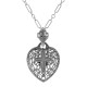 Filigree Heart Pendant with Cross and Chain - Sterling Silver - FP-233