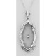Victorian Style Camphor Glass Crystal Filigree Diamond Pendant Sterling Silver - FP-238-CR