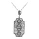 Art Deco Style Filigree Pendant with Diamond - Sterling Silver - FP-240