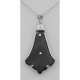 Art Deco Style Black Onyx Filigree Pendant with Diamond - Sterling Silver - FP-25-O