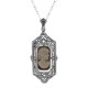 Italian Shell Cameo / Onyx Filigree Flip Pendant - Sterling Silver - FP-26-SH-O