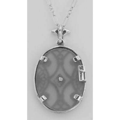 Art Deco Style Crystal Diamond Pendant with Chain - Sterling Silver - FP-28-CR