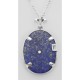 Blue Lapis Filigree Diamond Pendant with Chain - Sterling Silver - FP-28-L